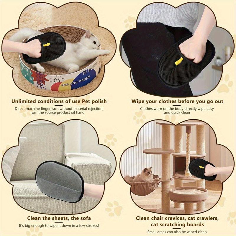 Double-Sided Electrostatic Pet Hair Remover Glove, Ideal for Pet Grooming, Removes Hair from Furniture, Carpet, Pet Bed, and Cat Tree, Reusable Tool