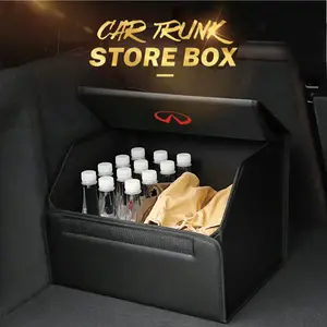 Car Trunk Leather Storage Box Foldable Auto Organizer Bag For Infiniti QX55 QX50 QX60 Q50 Q70L QX30 QX80 Q60 Q70 QX70 Q30 Q60S ESQ JX EX FX QX G M