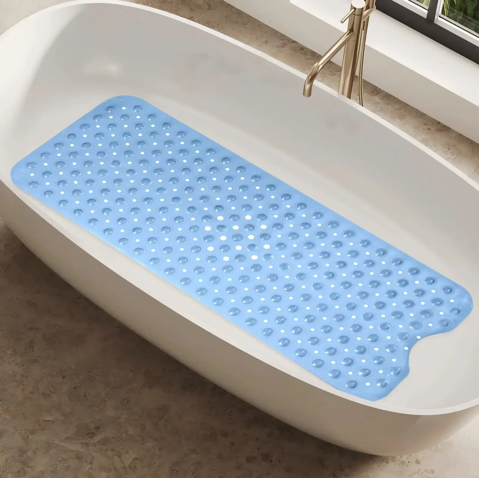 Non-Slip Bath Tub Mat (40 X 16)Inch Extra Long Antibacterial Bathroom Shower Mat