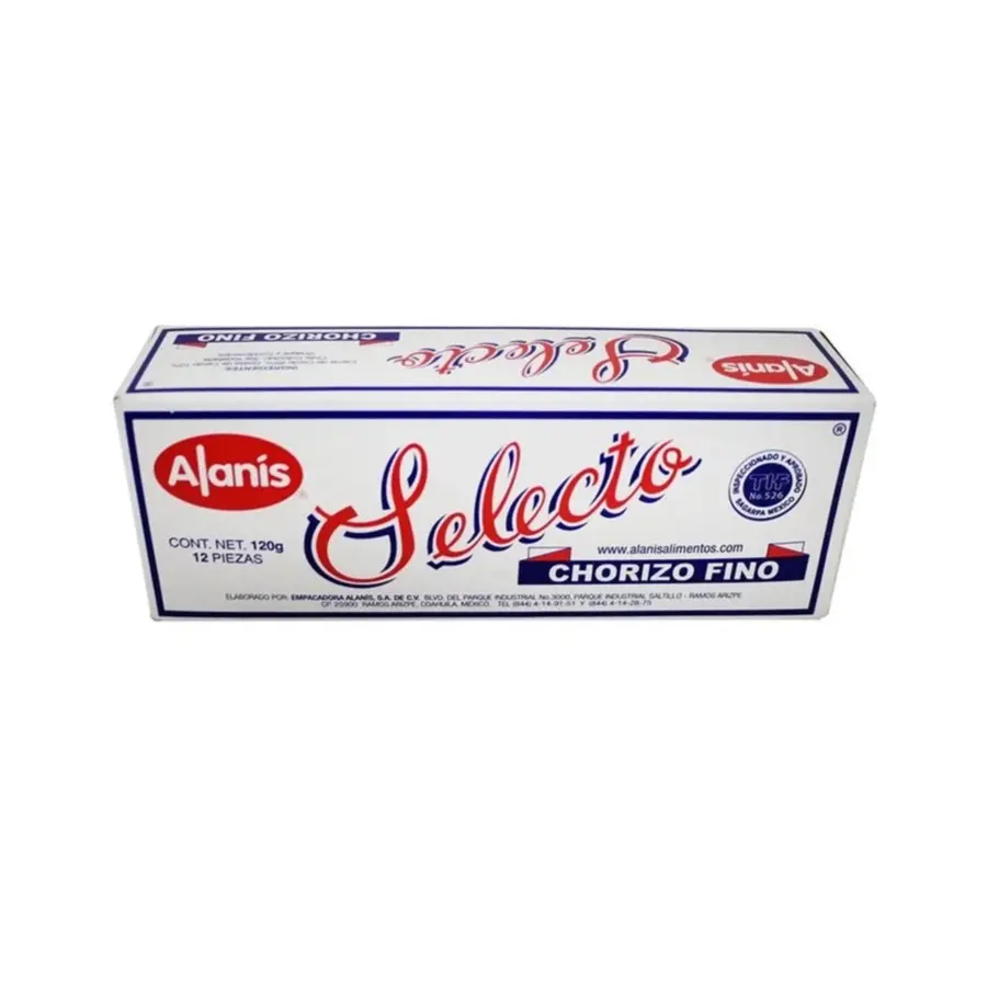 Chorizo Selecto Alanis Con. Net 120g (12piezas)