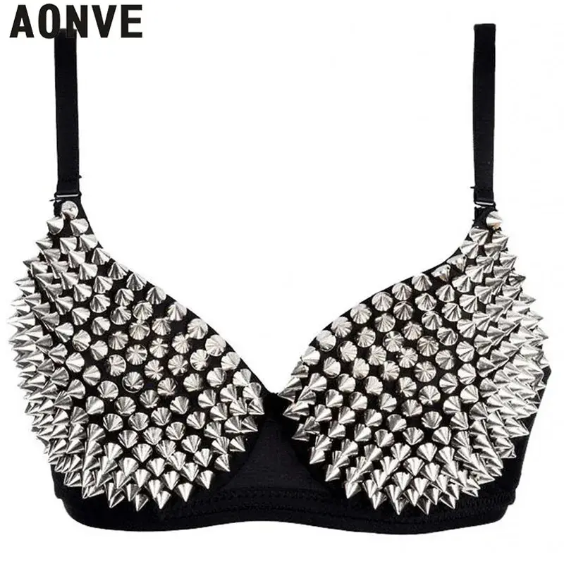 New styleAONVE Newest Sexy Lingerie Sexy's Rhinestone Cover Bra Gold/Silver Plunge Wire Bralete Fashion Sequined Cover