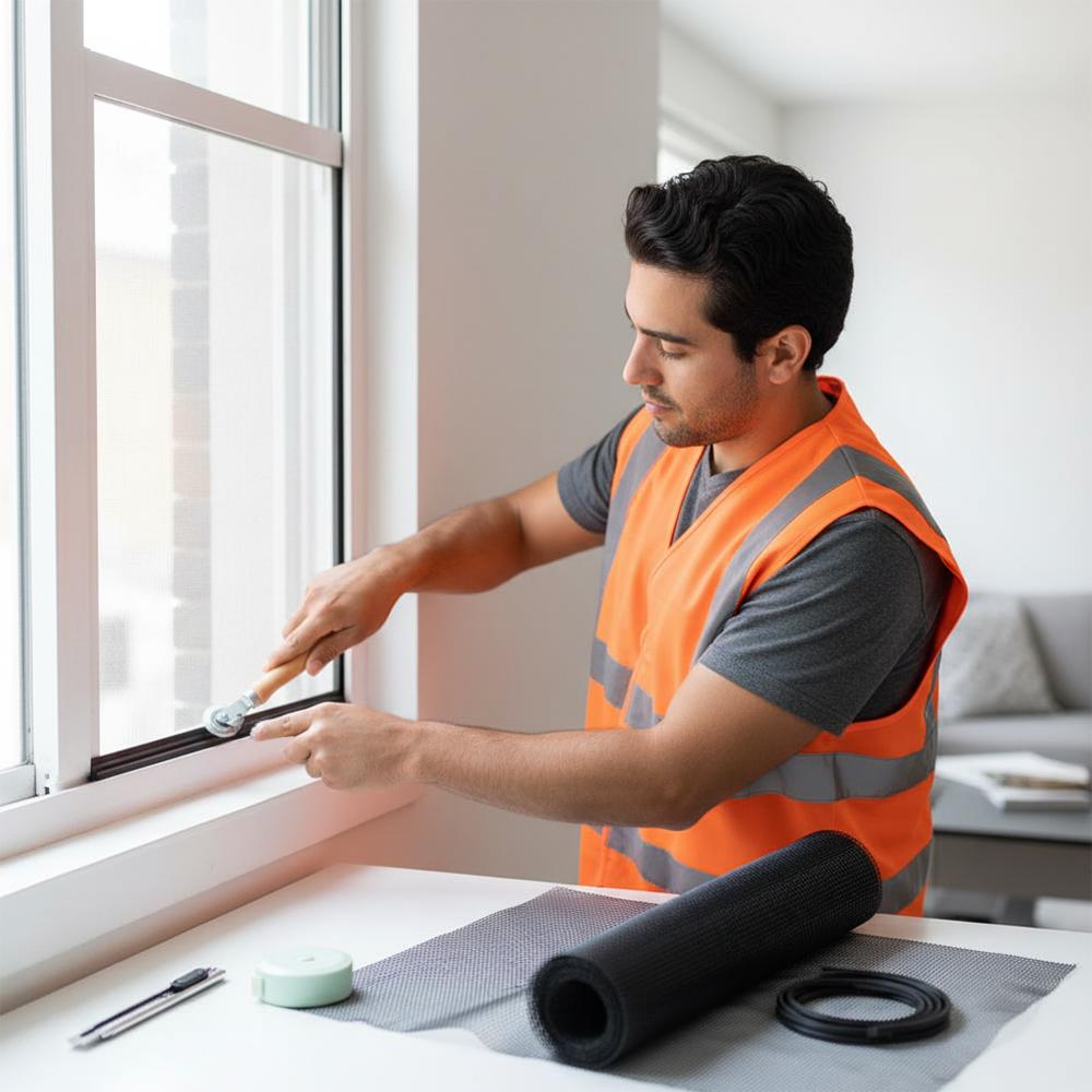 7PCS Window Screens Replacement Repair Kit, 48IN X 118IN Screen Door Mesh, 5 in 1 Window Screen Replacement Kit, DIY Adjustable Durable Fiberglass Mesh Screen Roll with Tools for Windows Doors Patio and Porch tint