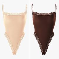 2pcs Bodysuit(Cocoa/Beige)