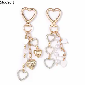 New Creative & Stylish Faux Pearl Heart-Shaped Keychain — Love Heart Keyring & Backpack Charm
