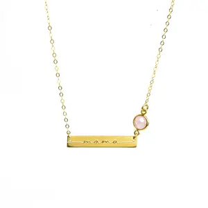 Mama Birthstone Bar Necklace