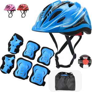 Kids Adjustable Protective Gear Set Helmet Knee Pads Elbow Pads Wrist Guards for 5-12 Years Boys Girls Skateboard Bicycle Roller Skates Scooter Sports Protection