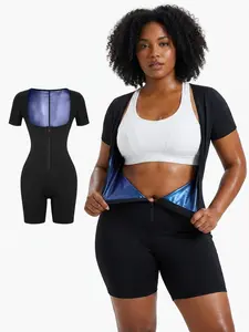 Sculpt Touch Women's Coated Athletic Zipper Workout Jumpsuit Stylish Activewear Workout Apparel Sporty Comfy Jumpsuit Tummy Control Sports Jumpsuit Sports Outfits Stylish Activewear #Summervibes