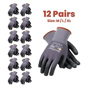 24 Pares Guantes Para Trabajo - MaxiFlex Foam Work For Men - Enhanced Grip Maxi Flex Nitrile Gloves Coated