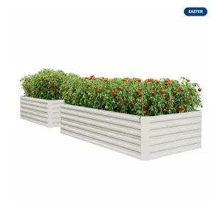 2 Pcs 8' X 4' X 2' Galvanized Metal Raised Garden Bed - Deep Root Planter for Vegetables, Flowers, and Herbs - Large Outdoor Planter Box Kit