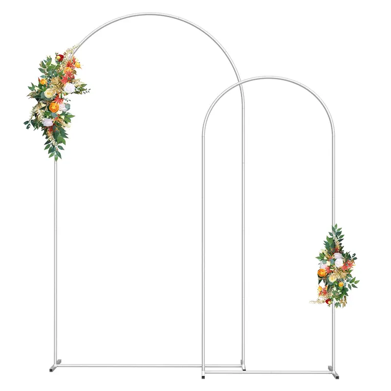 White Arch Backdrop Stand Set Metal Garden Arch Decoration for Graduation Ceremony, Birthday Party and Ornaments Christmas Round Balloon Banners