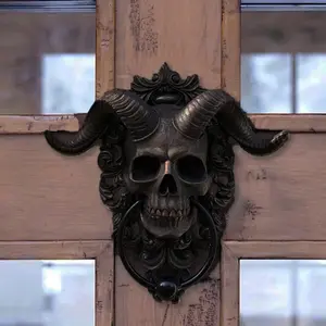 Punk Satan Skull RAM Horn Wall Hanging, Resin Craft Decorative Ornament, High-Quality Home Furniture Accessory Gift, Wall Art Decor, Wall Decoration, Funky Western Decor