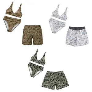Women’s Two Piece Bikini Set & Men’s Swim Shorts – Camouflage Matching Couple Swimsuit Set, Camo Hunting Matching Bikini, Summer Beach Vacation Outfit for Him & Her, Gift for Him & Her