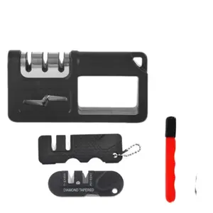 4-Piece Sharpening Stone Set, Durable All-In-One Kitchen Knife and Scissors Sharpener, Portable Multi-Tool Sharpener for Home & Outdoors