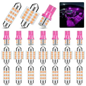 24 Pieces Dome Light LED Car Bulb Kit Set T10 31 mm 42 mm LED Festoon Bulbs Interior Replacement for Car Map Door Courtesy(Pink), Led Lights Car, Car Interior Accessories
