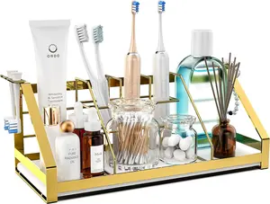Toothbrush Holders Counter Organizer and with Removable Toothbrush Head Holder and Divider, Organizer with Diatomite Drying Stone Mat for,, Dresser
