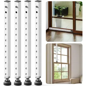 17-33 Inch Adjustable Window Security Bar, Sliding Door Security Lock Bar with Rubber Tips, Anti-Theft Child Safety for Patio Glass Door Home Apartment, White - 4 Pack