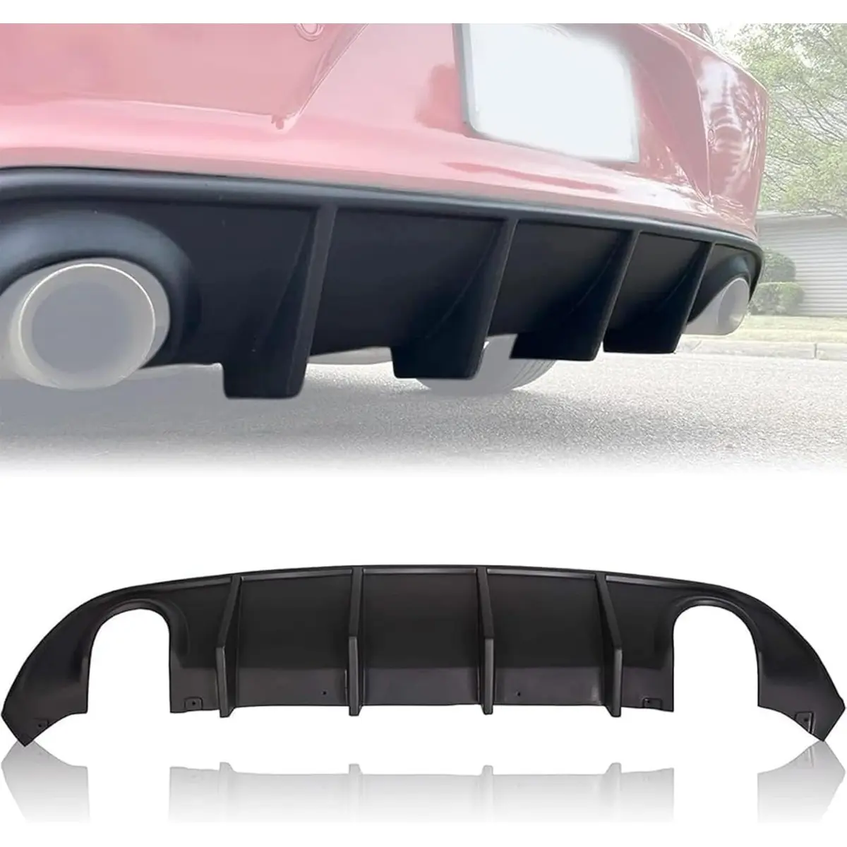Rear Diffuser Compatible with 2015-2024 Dodge Charger Scat SRT Daytona GT R/T Non-Widebody Models Valance Rear Bumper Lip Splitter Spoiler Diffuser Black-TK