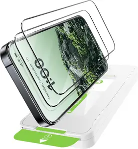 HOU Ultra Clear H9+ Screen Protector for iPhone 16/15, 2-Pack Tempered Glass, Anti-Glare, Full Coverage, Scratch-Resistant, Fingerprint-Resistant