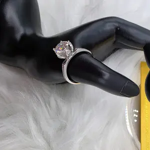 Size 9 - 2ct Round Cut Moissanite Lotus Floral Women Engagement Ring Classy