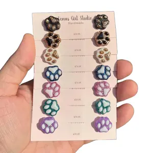 Glittery Paw Stud Earring
