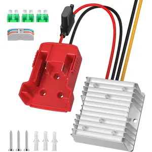 Upgraded 18V to 12V Step Down Power Aadpter Works with Milwaukee 18V Battery, DC 18V to DC 12V 20A 240W Power Wheel Converter, Buck Boost Voltage Regulator with Low Voltage Protection and Fuse