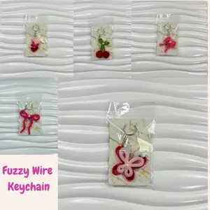 Fuzzy Wire Keychain | Cherry,Bow,Heart,Butterfly for keys,bags,purse,student,gifts decorations modern accessories