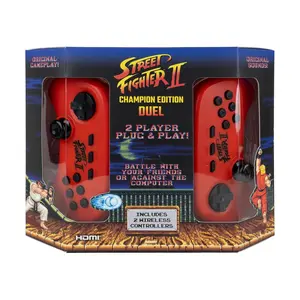 Street Fighter II - Duel Plug and Play TV Game Console with Wireless Controllers - HDMI Retro Arcade Fighting System Champion Edition Classic Video Gaming for Home Family Multiplayer Fun