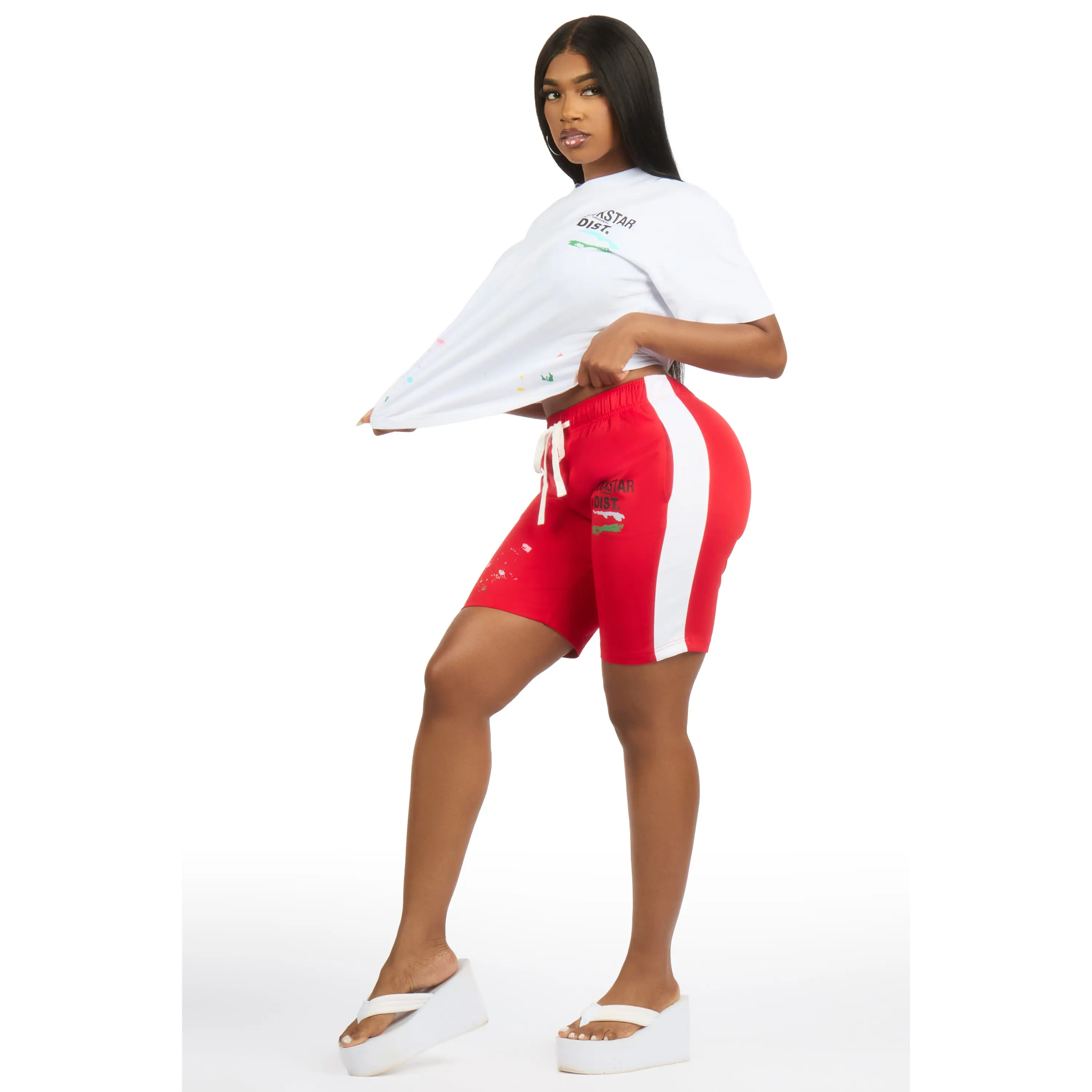 Deshauna White/Red Short Set