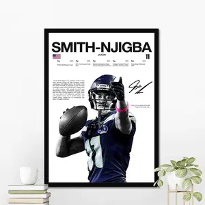 Jaxon Smith-Njigba Hardline Series Poster, Jaxon Smith-Njigba Signature Poster, Seattle Football Wall Art For Fans, Sport Gift For Men [UNFRAMED - PRINT ONLY]