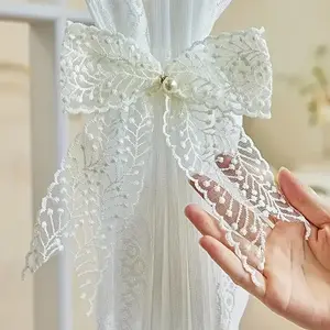 2 Elegant Bow Curtain Clips, French Style Adjustable Hangers, Suitable for Thick and Thin Spring Curtains, Ideal for Living Room and Bedroom Decor