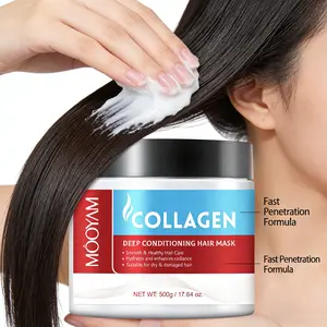 MOOYAM Collagen Hair Treatment 500ml Deep Repair Conditioning Mask with Argan Oil for Dry Damaged Hair All Types Frizz Split Ends Color Safe FDA Approved，Whipped Repair Treatment Mask
