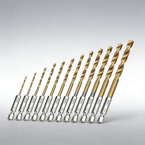 Drill Bit Set, 13 Counts High Speed Drill Bit Set, Durable Hexagonal Impact Drill Bit Set for Wood & Plastic, Power Tool Accessories, Concrete Drill Bit