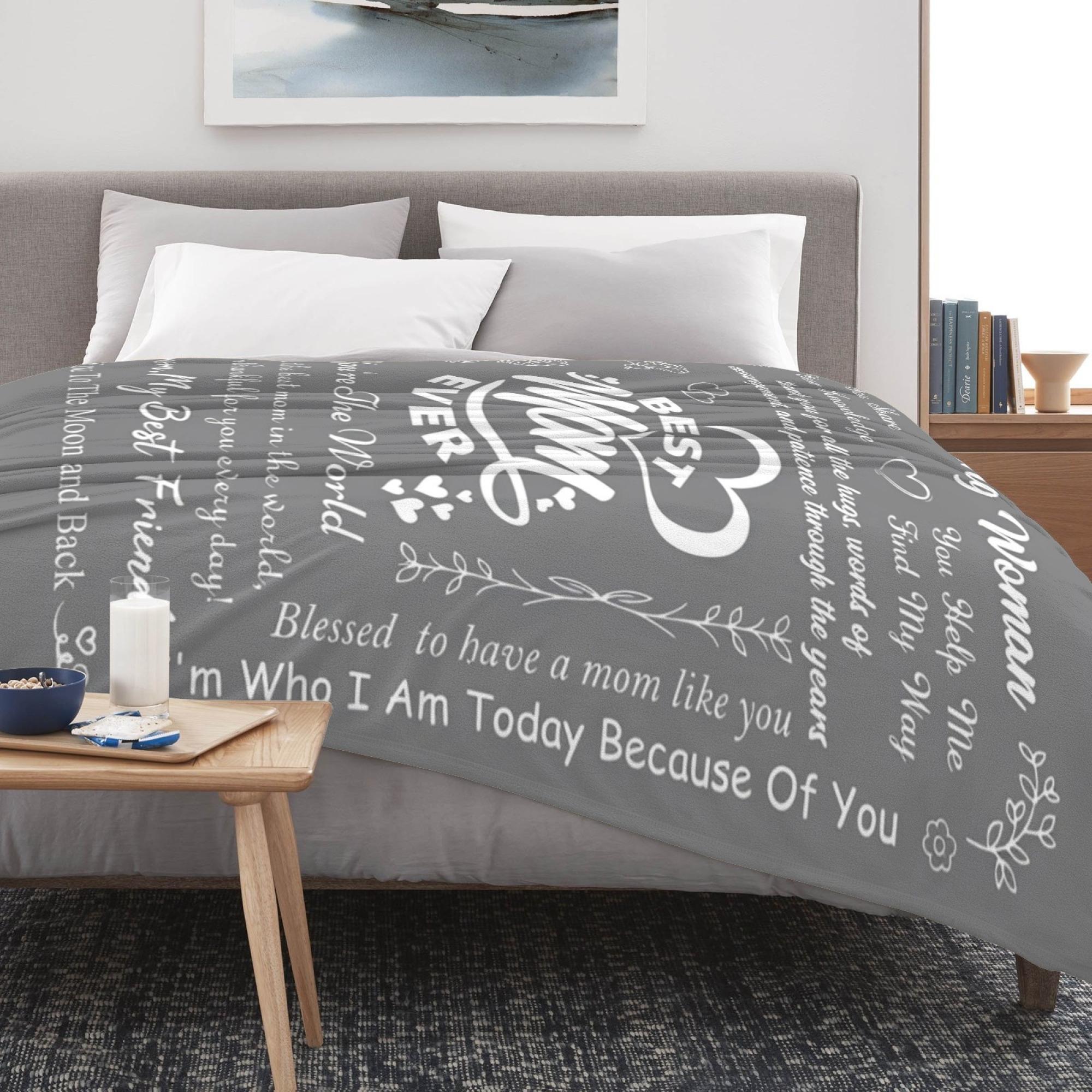 Gifts for Mom Mothers Day, Mom Birthday Gifts Blanket, Moms Gift for Women from Daughter Son, We Love You Present for Mother Mommy Christmas 60" x 50", Grey cooling