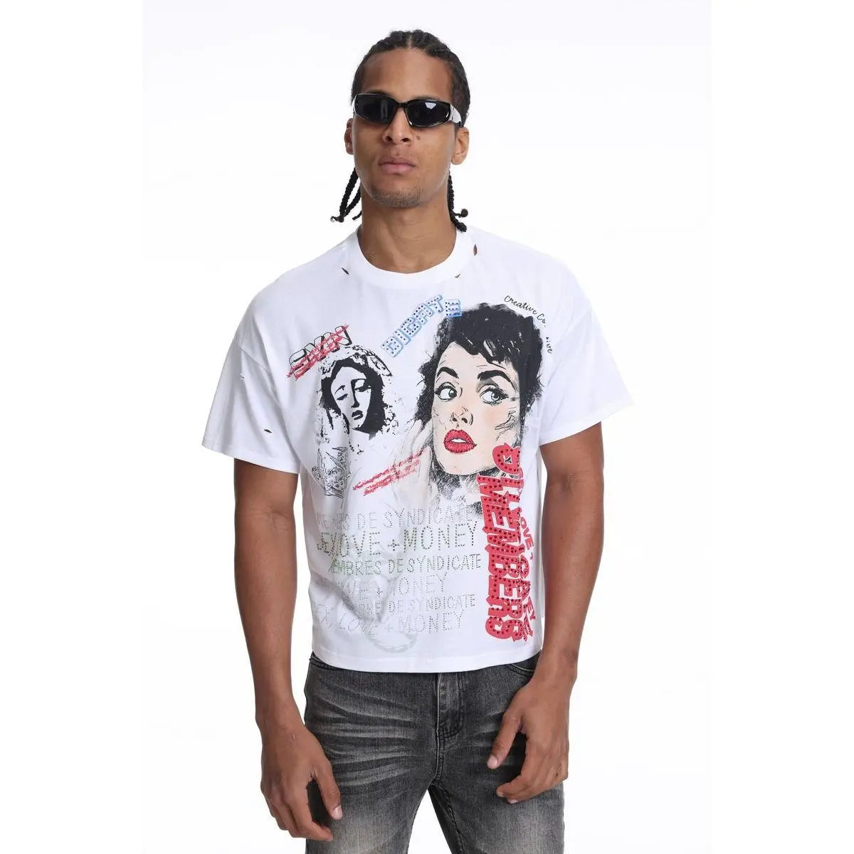 Syndicate 'SLM' Cropped T- Shirt (White) SYN_TT3