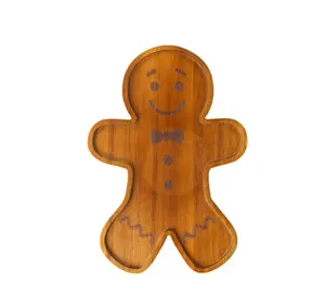 Holiday Time Acacia Wood Gingerbread Man Board Natural Wood Color 14 x 10 (NEW)