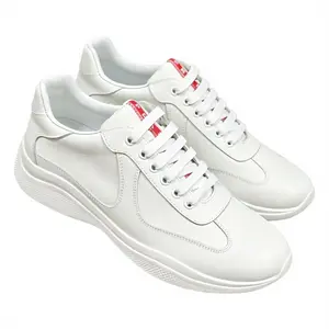 White Leather Casual Trainer Walking Shoes - Lightweight Breathable Footwear, Shock-Absorbing Sole, Lace-Up Closure, All-Day Comfort for Street Style & Daily Outings, Plus Size 44-48