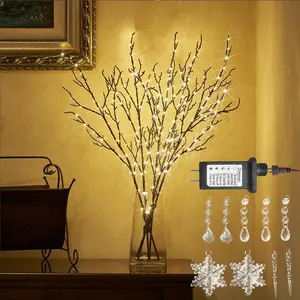 Lighted Brown Twig Branches Plug in with Dimmer and Timer 32IN 200 LED Fairy Lights, Lighted Willow Branches for Indoor Outdoor  Room Christmas Decoration (Vase Excluded)