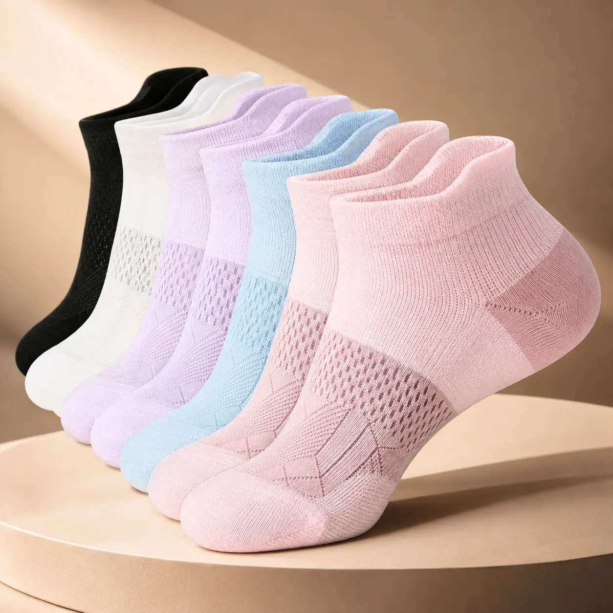 5 Pairs Women's Compression Ankle Socks - Arch Support and Low-Cut Sports Socks, Moisture-Wicking and Breathable Material, Suitable for All Seasons, Gym, Running, Everyday Wear - Unisex (Multi-Color Pack) - Everyday Essential, Running Must-Have, Patchwork