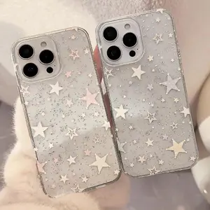 Star Glitter Starry Transparent Hard Phone Case Cover For iPhone 17 16 15 14 13 12 11 Pro Max XS X XR 7 8 Plus 16E 17 Air Cases