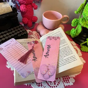 Valentine bookmark with charm and tassel