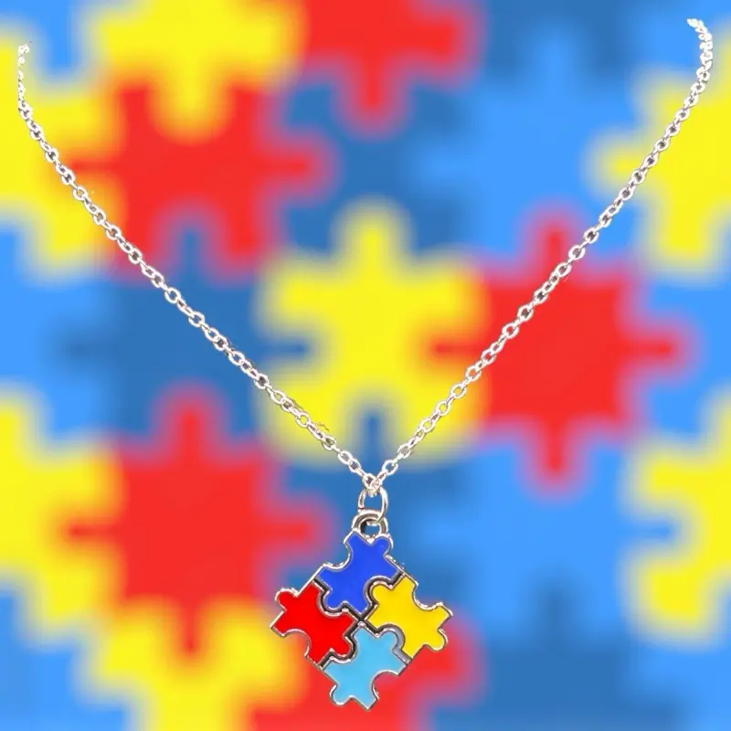 Enamel Puzzle Necklace - Unique Design with Colorful Pieces for Everyday Wear or Special Occasions