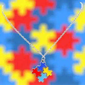 Enamel Puzzle Necklace - Unique Design with Colorful Pieces for Everyday Wear or Special Occasions