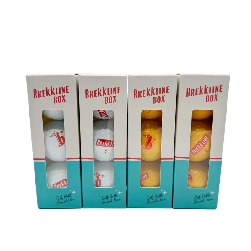 Brekkline Max3 Golf Balls - 3 Piece Urethane - Red & Yellow, 6 Packs Each + 30 Pack Brekkline Tees