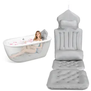 Full Body Bath Pillow with Headrest Lumbar Support Quick-Drying Bathtub Cushion with Breathable 4D Honeycomb Mesh Cushion Nonslip Machine Washable