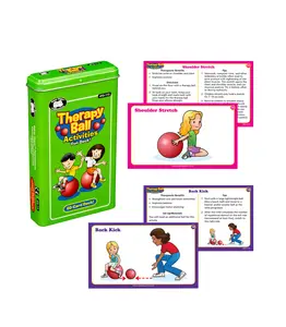 Therapy Ball Activities Fun Deck – 60 Occupational Therapy Exercise Cards for Kids, Core Strength, Balance & Stability Training, Sensory Integration, Motor Planning, Fine Motor & Visual Perceptual Skills, OT/PT Tool with Storage Tin