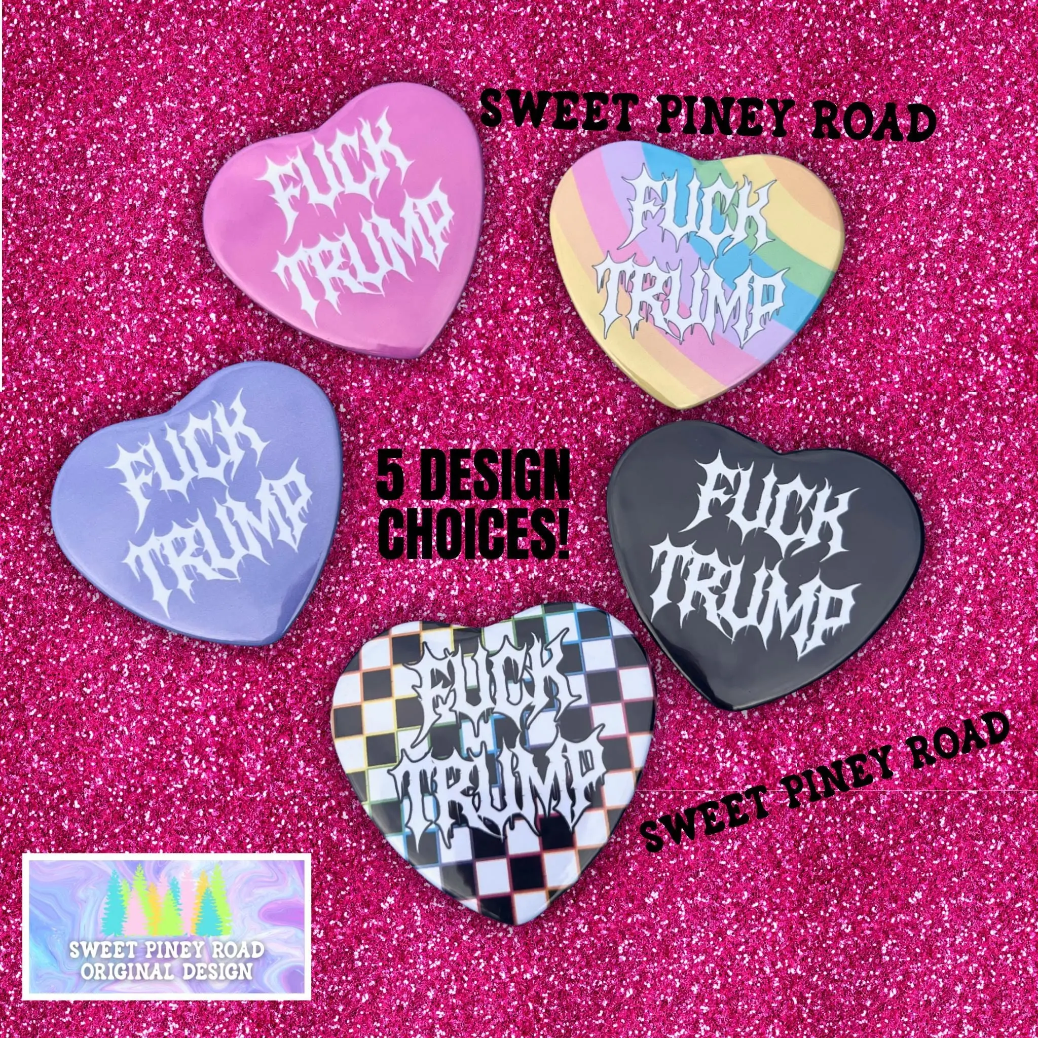FDT Metalcore Heart Button Pin, Alternative Goth Abolish ICE Y2K Buttons, Deathcore Hardcore, Anti-Trump Pro Immigration