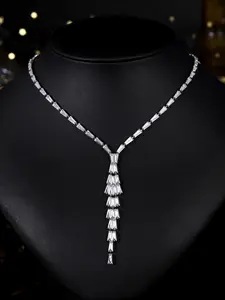 Fashion Artificial Zircon Long Necklace, Trendy Jewelry Accessory, Daily Wear, Gift for Mom and Lover, Holiday Present