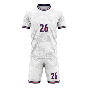 Custom 2026 Soccer Jersey Set - Breathable White Football Kit. High-Quality & Comfortable Activewear. Bulk Team Customization Available (Min 5 PCs). Perfect for Summer Tournaments!