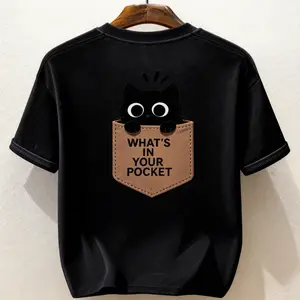 Men’s Vintage T-Shirt, Double-Sided Logo Letter Print, Street Retro Style Crew Neck Short Sleeve T-Shirt, Summer Men’s Top