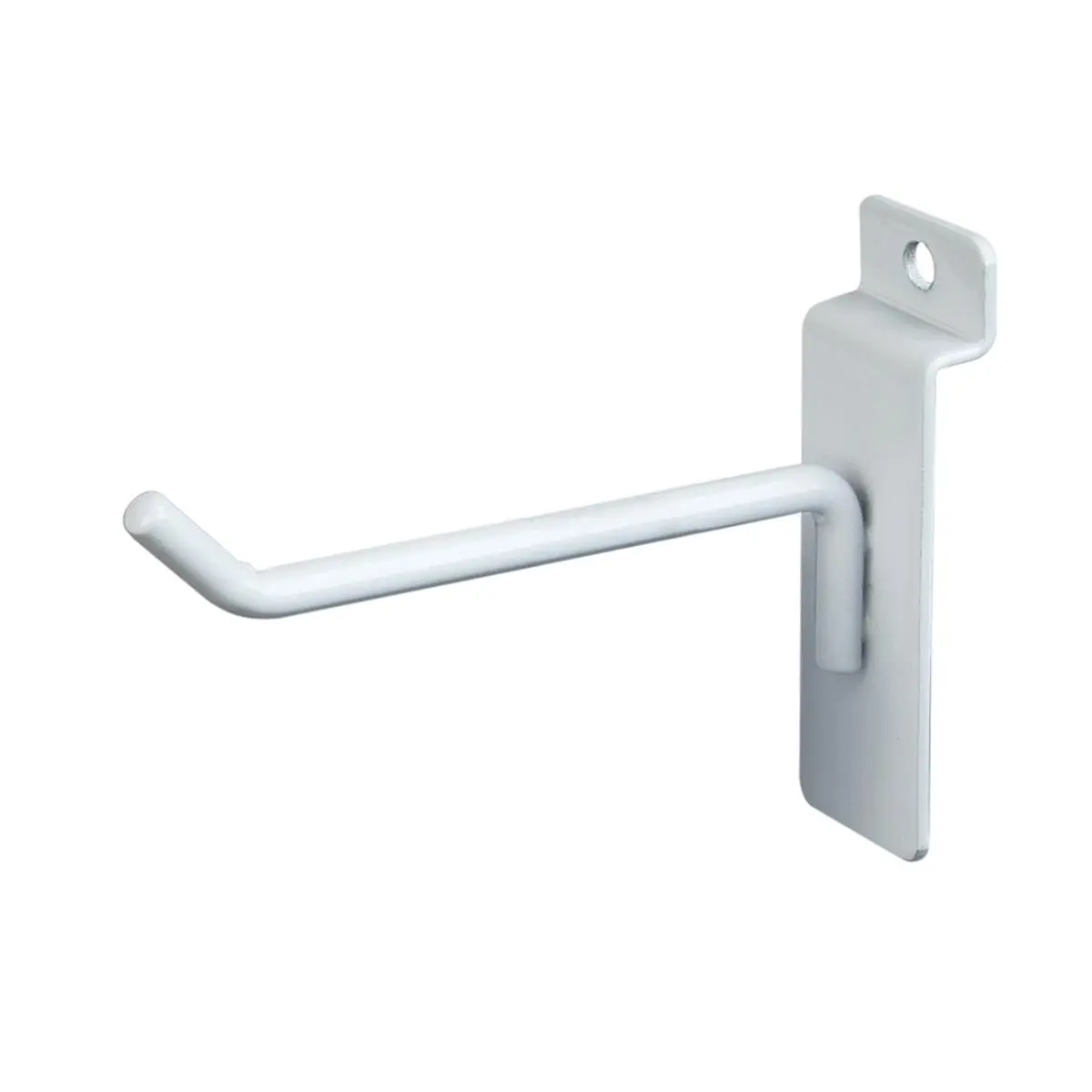 Econoco EWH-H4 4 in. Functional Wall Mount Deluxe Hanging Hook - Semi-Gloss White Finish, 45-Degree Upturned End, for Boxing & Martial Arts Retail Displays, Sports Store Fixtures